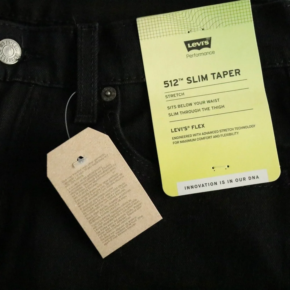 Levi’s Black 512 Slim Taper Denim Jeans NWT